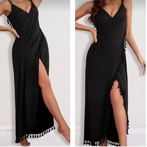 Black Swim Suit Cover Up Dress - Picture 3 of 5